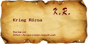 Krieg Rózsa névjegykártya